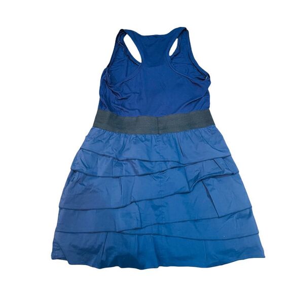 NWT BCBGMAXAZRIA Navy Blue Ruffle Tiered Dress Size L MSRP $218 - Picture 3 of 6